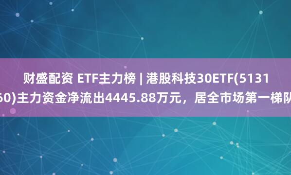 财盛配资 ETF主力榜 | 港股科技30ETF(513160)主力资金净流出4445.88万元，居全市场第一梯队